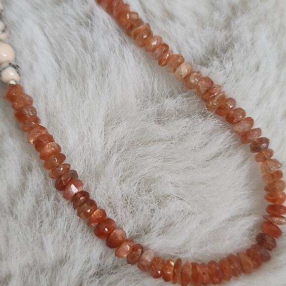 NEW Peyote Bird Free Spirit Sunstone Crystal Orange and Cream Beaded Necklace - Picture 9 of 11